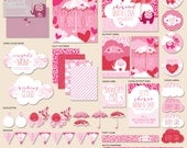 Instant Download - Showered With Love Baby Shower - "The Hostess" PRINTABLE Party Collection (Pink/Red)