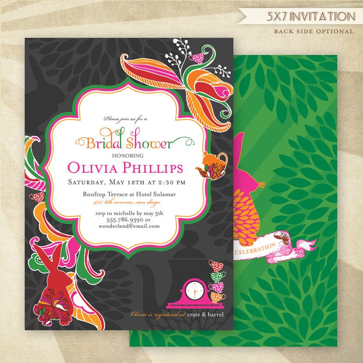 CUSTOM Alice in Wonderland PRINTABLE  Party Invitation - Modern Tea Party -  HWTM