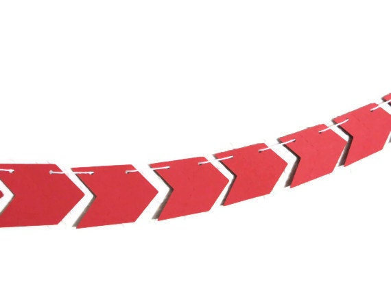 Chevron Bunting Banner, Arrow Home Decor, Red Orange Party, Geometric Wall Decoration, Chevron Arrow Streamer, Paper Garland Shapes