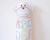 Stuffed Monkey Plush Fabric Animal Alphabet Embroidery