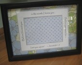 Ultrasound Frame w/ Bible Verse - 5x7 Black - Gender Neutral - Soft Blues and Greens - Flowers and Polka Dots