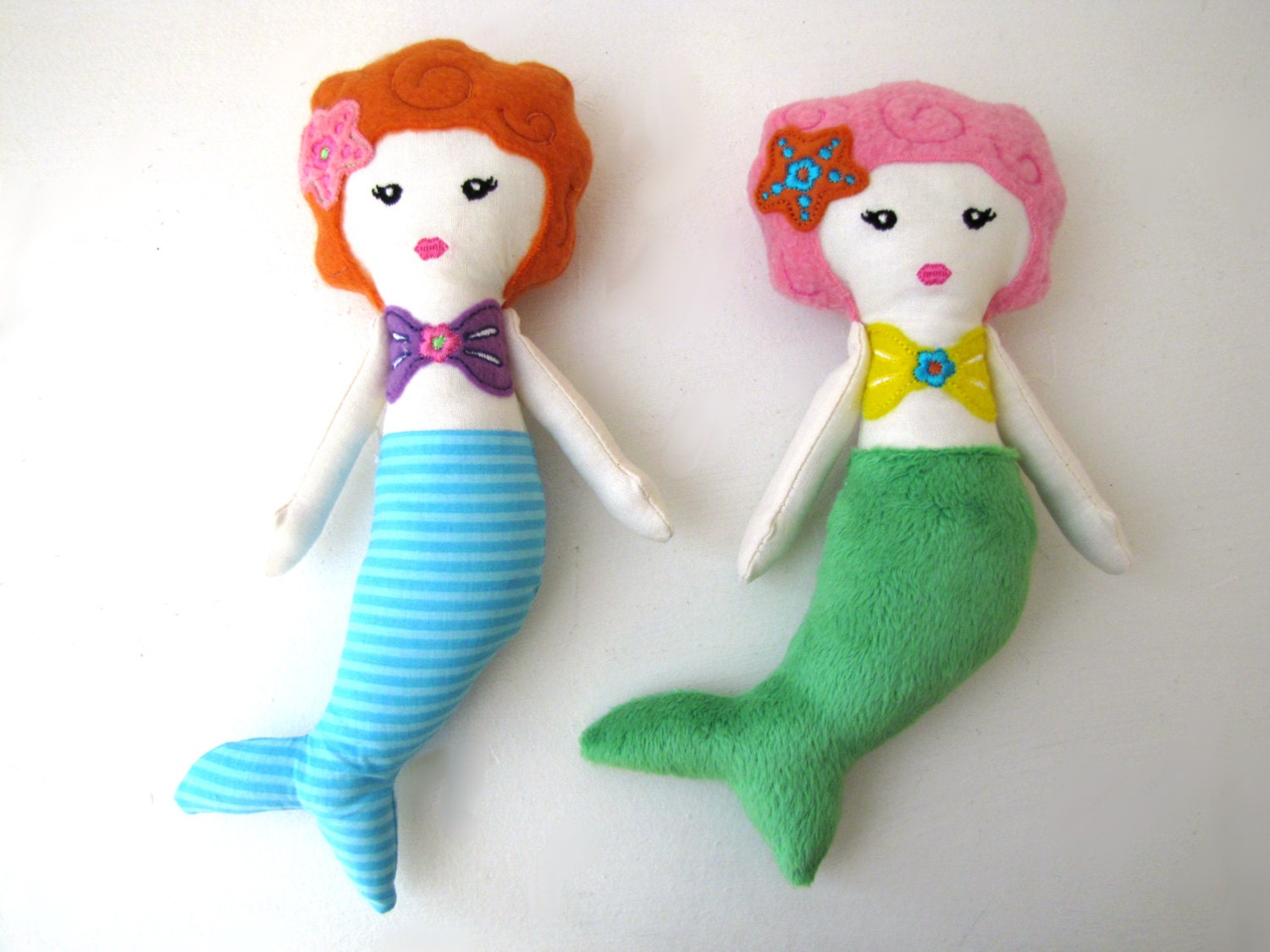 2 Plush Mermaid Dolls Set -- Toy Stuffed Cute Gift