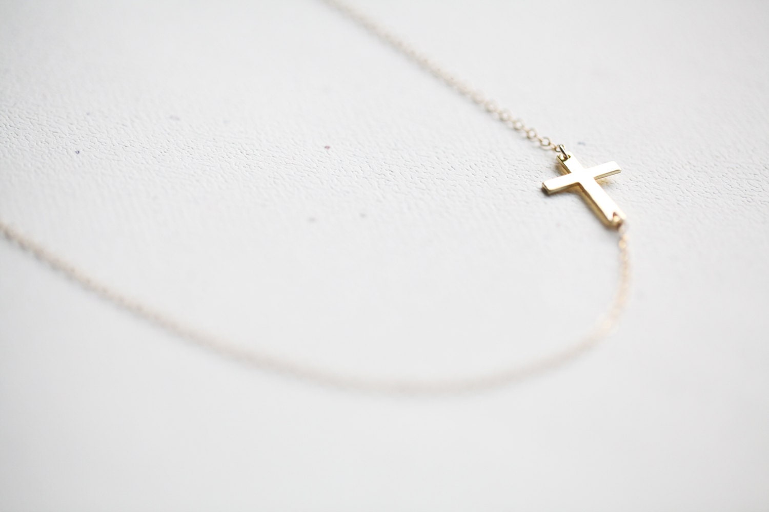 Sideways Cross Necklace - gold side cross pendant 14k gold filled jewelry, popular and trendy little trinket