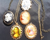 Vintage pendant necklace jewellery jewelry Brooch cameo Mona Lisa Love Pirate locket JOB LOT costume gold silver