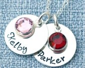 Personalized Birthstone Necklace - Hand Stamped Necklace - Mom Necklace - Name Necklace - Hand Stamped Jewelry - Mothers Day 
