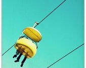 carnival photograph, nursery wall art, sunshine, photography, nostalgic, romantic, aqua, blue, yellow - mellow yellow, 16x16 photo