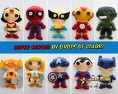Super Heroe Plush Toy - Your Choice of Felt Plush Super Heroes Ornaments - Spider Man, Batman, Iron Man, Cap. America, Hulk and more.