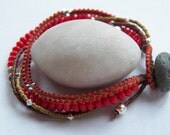 Beaded Bracelet with Beaded Loop Clasp and River Rock Button