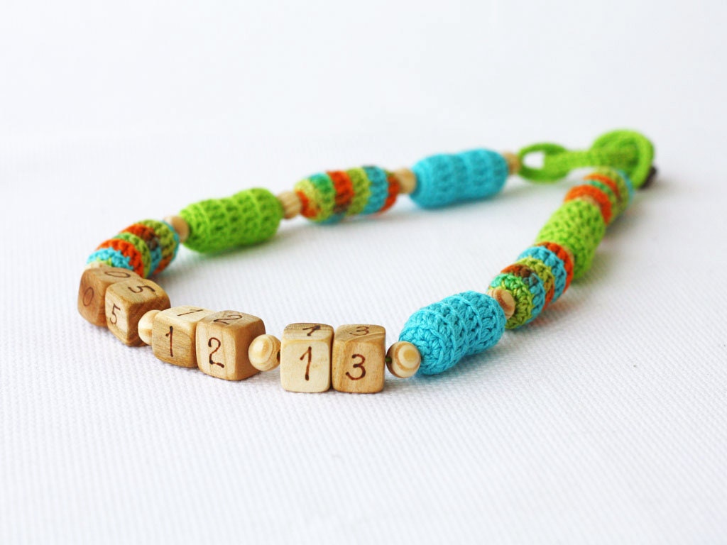 Nursing necklace personalized with date Mother's day gift For new mom Green blue mommy necklace Bright jewelry Save the date Colorful