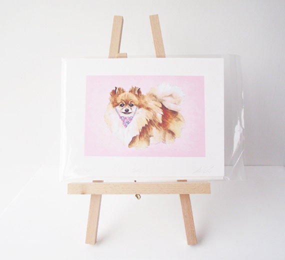 Pomeranian 8 x 6" illustrated wall art print