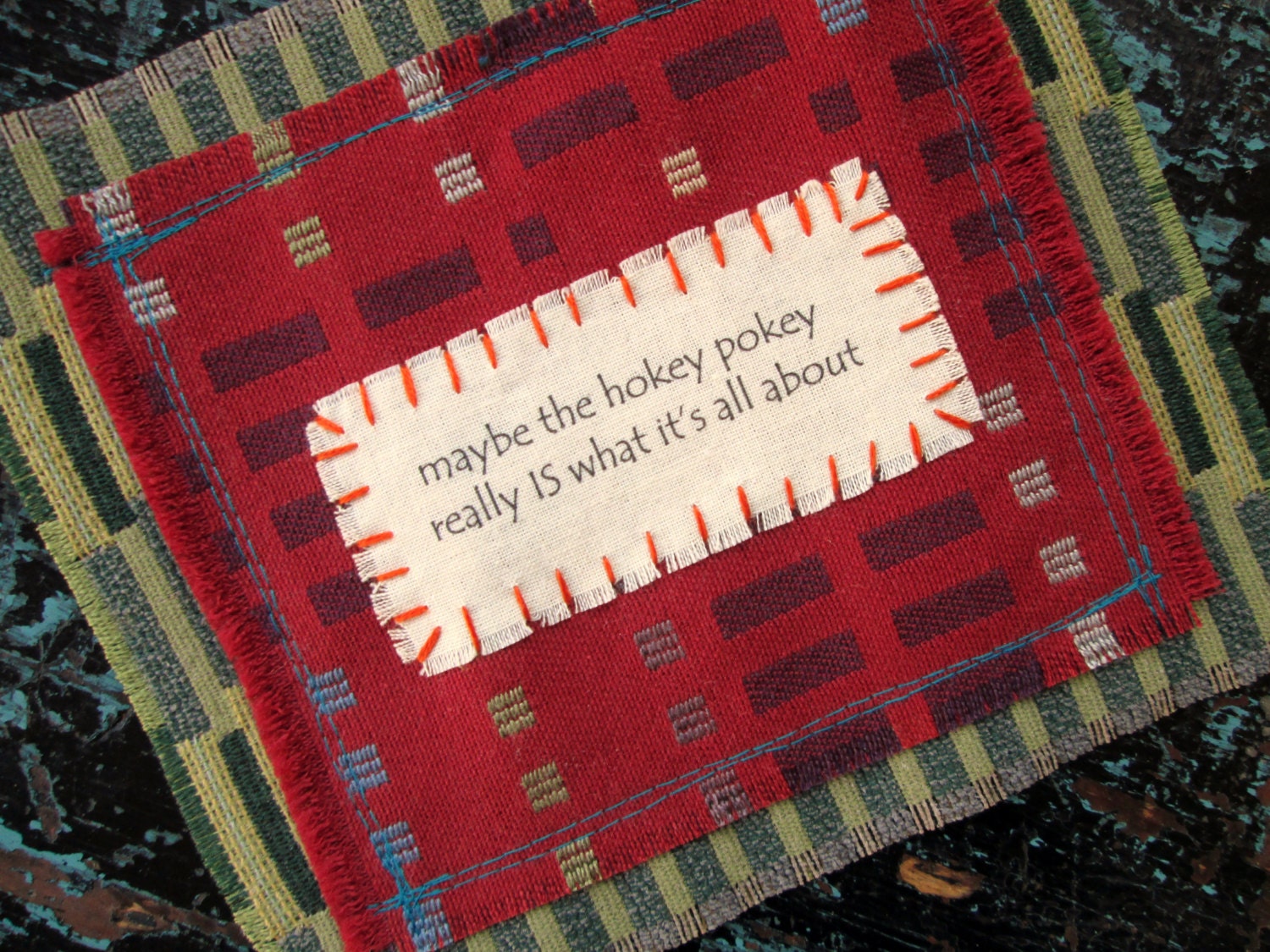 wall hanging with inspirational message - hokey pokey
