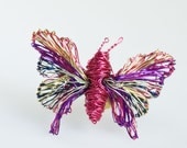 Unique butterfly brooch.Art butterfly jewelry.Wire wrapped insects.Prototype jewelry.Wired sculpture.