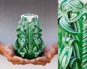 Carved candles - Green candle - Unique candle