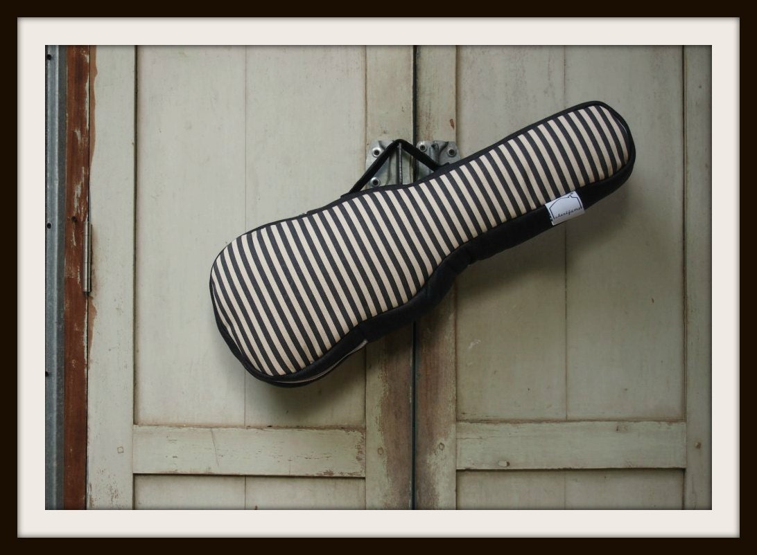The Grey - Grey and Creamy white stripe ukulele bag (Concert Size) Ready to ship