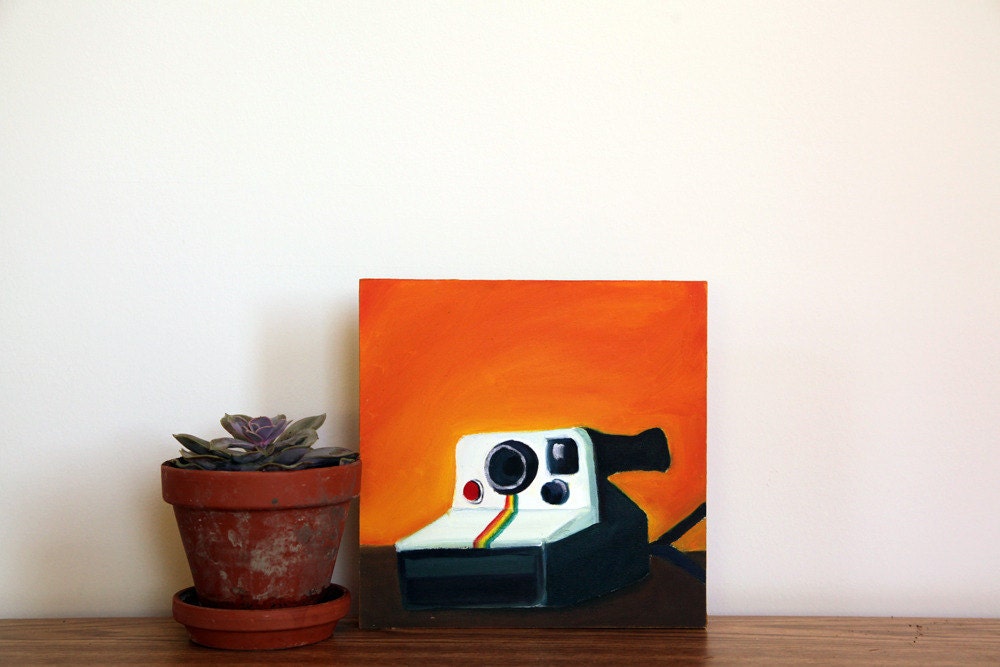 Vintage Polaroid Love Original Oil Painting 8"x8"