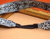 Flower Print Bohemian BOHO Ribbon Lace Headband- Black and Grey
