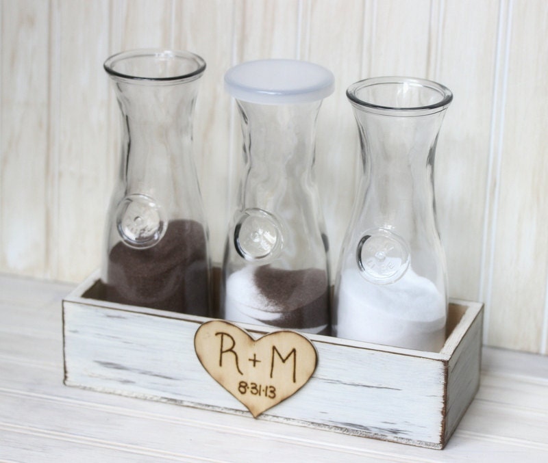 Sand Ceremony Set Rustic Beach Wedding Distressed Crate Table Centerpiece Personalized Custom (You Choose Color)