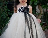 Flower girl dress. Mesh with Black Lace Tutu Dress. baby tutu dress, toddler tutu dress, wedding, birthday, Newborn, 2t,3t,4t,5t