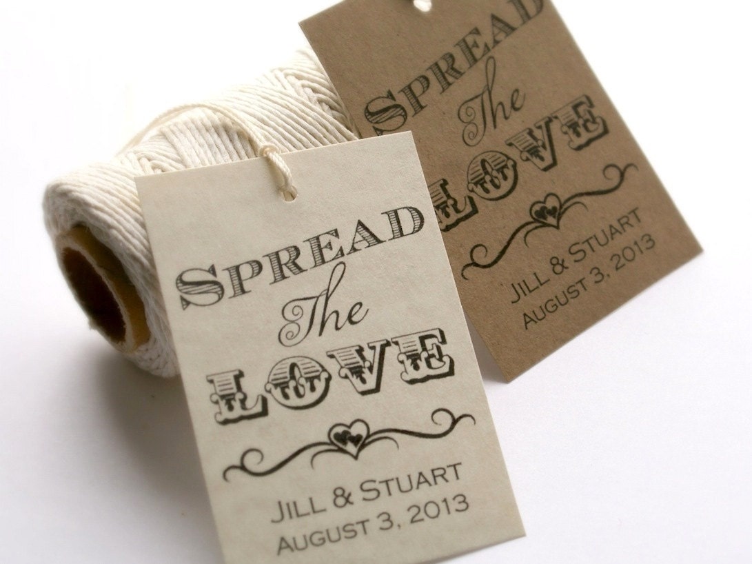 Printable Spread the Love Tags, DIY Wedding Favor Tags,  Custom Jam Favors, GIft Tags, Personalized Favour Tags
