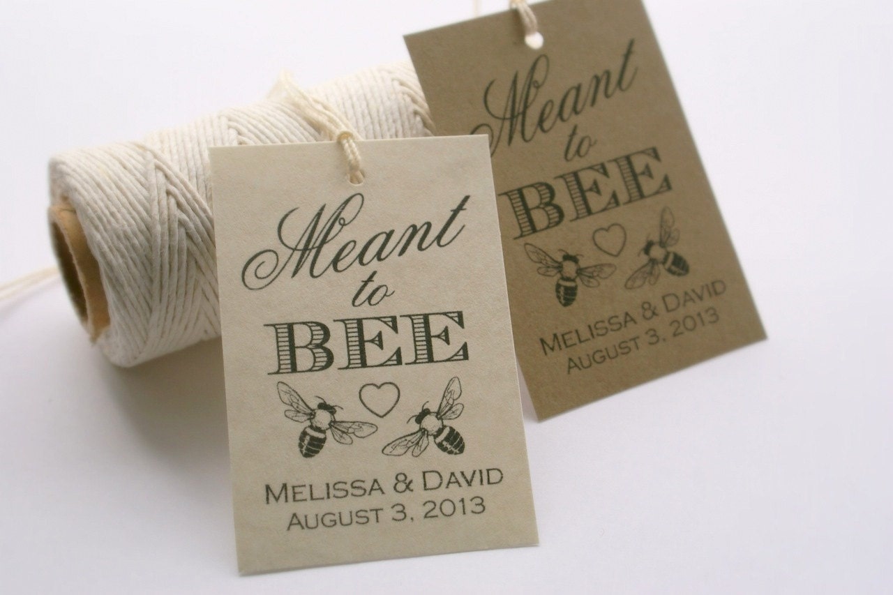 Printable Meant to Bee Tags, DIY Custom Wedding Favor Tags, Honey Favors, Bridal Shower GIft Tags, Personalized Favour Tags