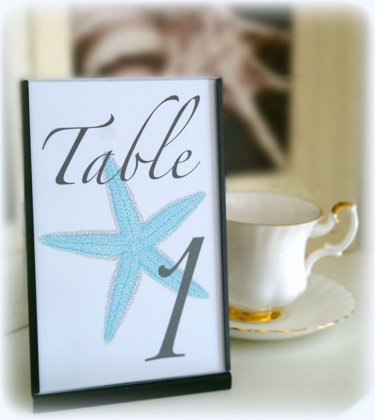 Printable Table Numbers, Beach Wedding, DIY Table Cards, Starfish Collection, 1 to 20, Custom Color