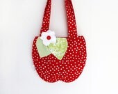 Polka Dot  Apple Purse, Red, Children, Girls Purses,  Kids, Accessories, Purse