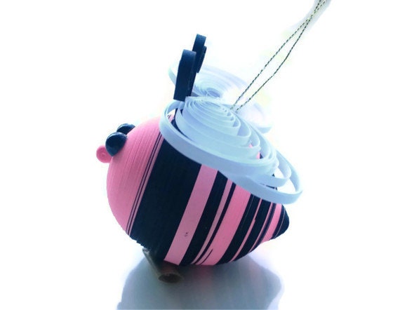 Pink Bee Ornament - Paper Quilled
