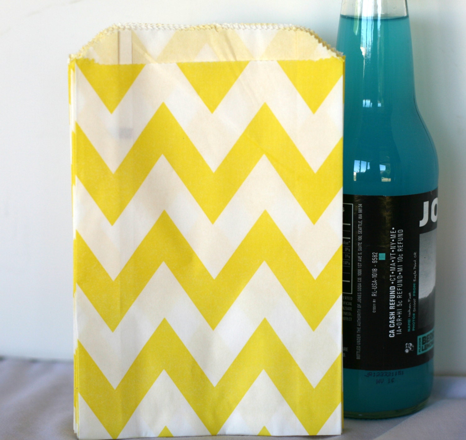 Yellow Chevron cookie bag, candy bag, treat bag,  party favor bag 1 dozen