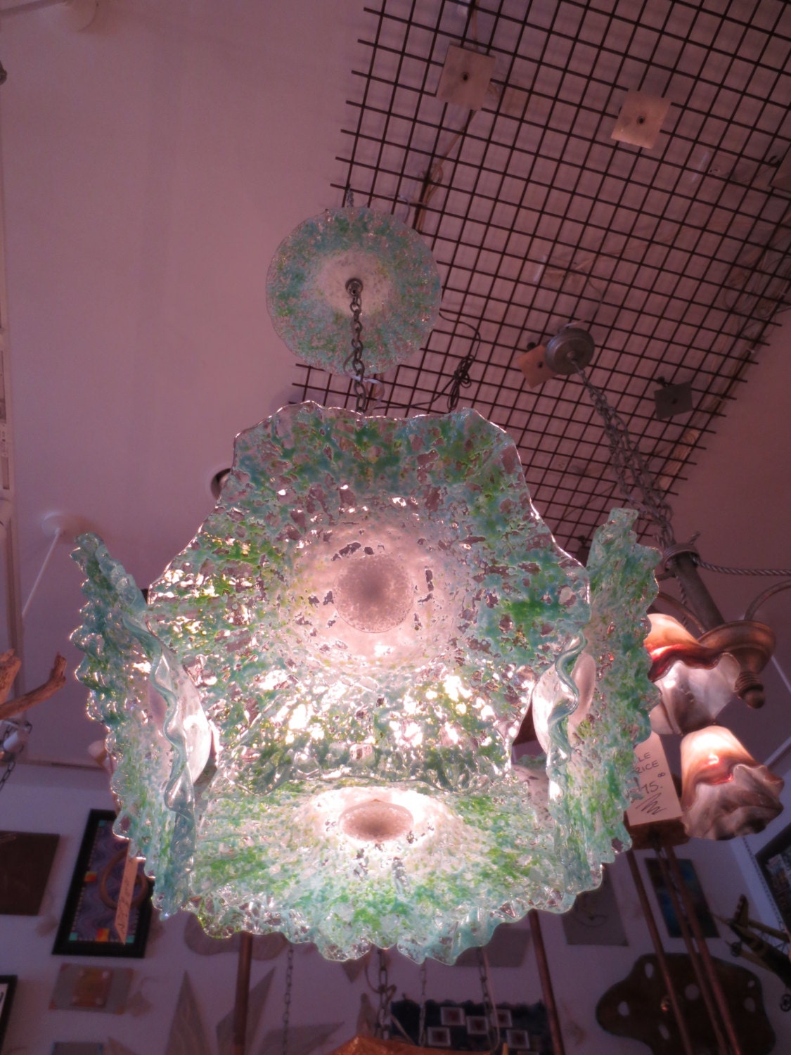 Blown Glass Chandelier - Glass Chandelier - Multicolored Flower Light - Lighting - Lamp - Chandelier