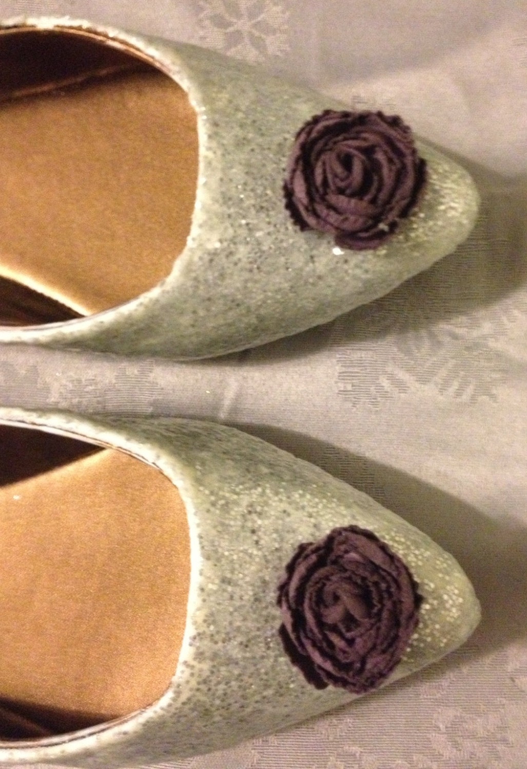 Hand Made Glitter Ballet Flats, Women's Shoes - Size 7.5