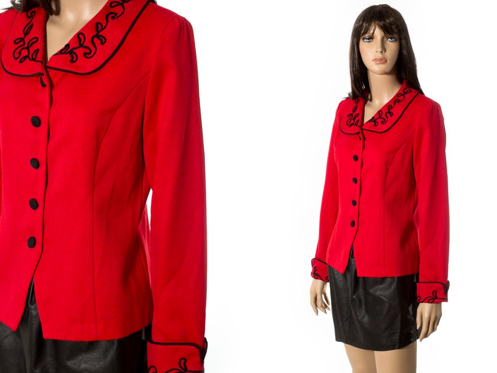 Vintage red and black blazer jacket size medium. Hipster indie office fashion