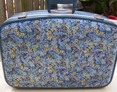 Fabric Covered Vintage Suitcase - Vintage Upcycled Luggage