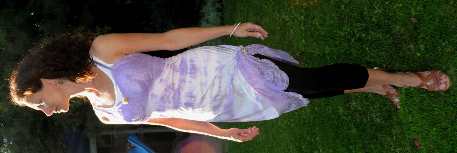 Vintage Altered Slip, Tye Dye Slip Dress, Pinkish Purple with Vintage Button Accent