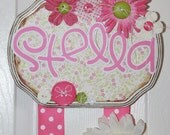 bow holder/Bow Holder/ Baby Girl/Custom Bow Holders/Hair Bow Holder/Ribbon Bow Holder Pink and Green Bliss Boutique Bow Holder