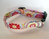 Vibrant Kaleidescope Floral Dog Collar size Medium