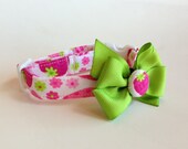 Pink and Green Strawberries Dog collar size Extra Small