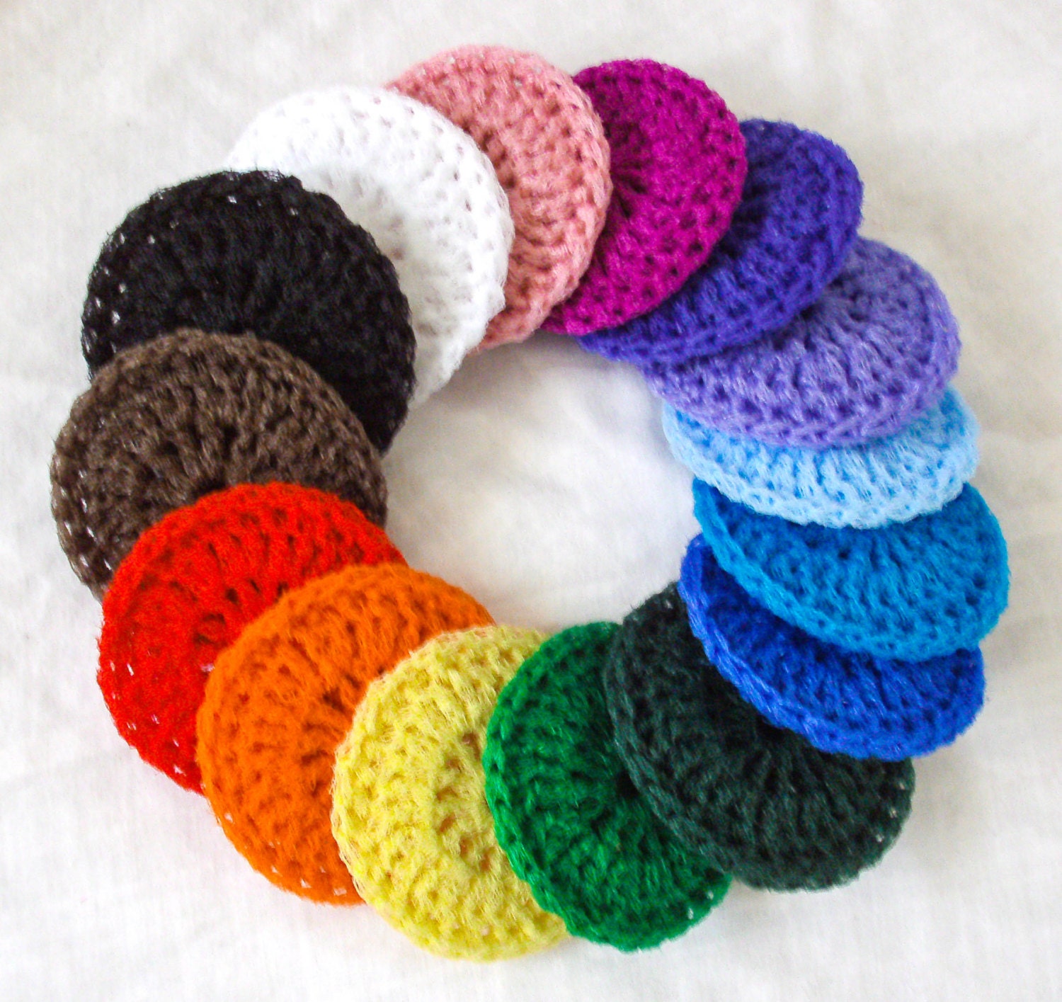 Crochet Dish Scrubbies - Set of 30 - Party Favors - Choose Your Colors - Nylon Pot Scrubber