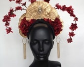 MADE TO ORDER Painted Fungus & Flower Headdress