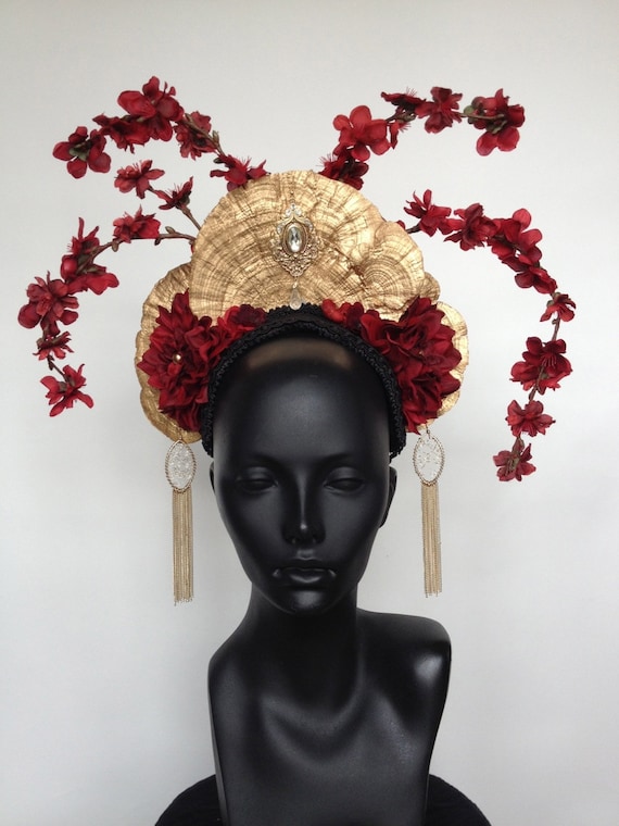 MADE TO ORDER Gold Fungus & Flower Headdress