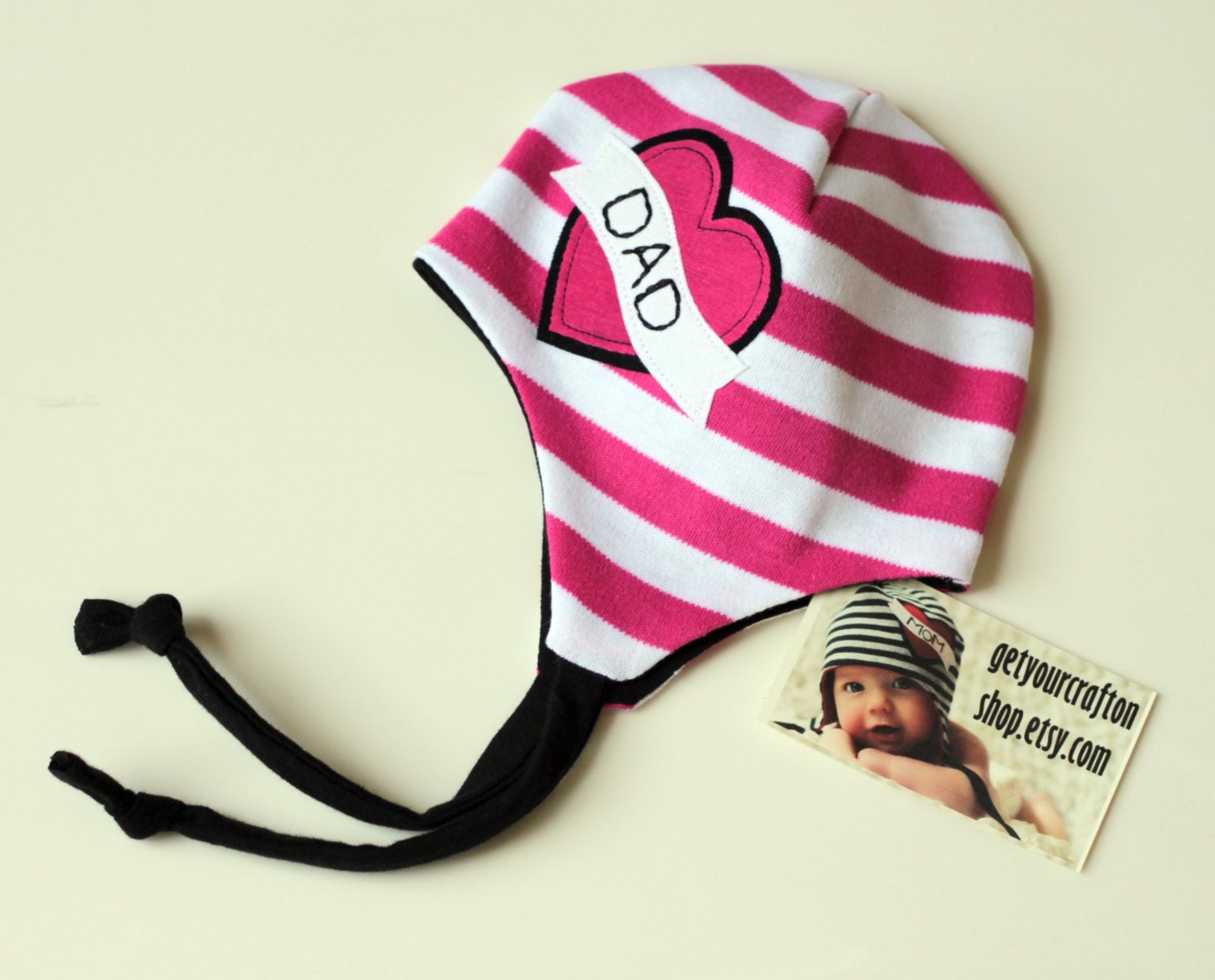 READY TO SHIP, free shipping, Girly Lincoln beanie,  size 2-4T or 6-12m