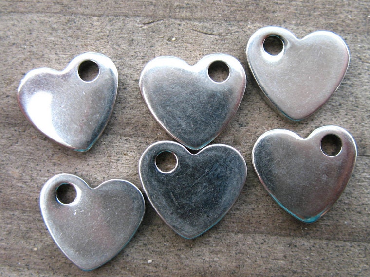 Stainless Steel Heart Charms, Stamping Blanks, 10mm, 10 pcs