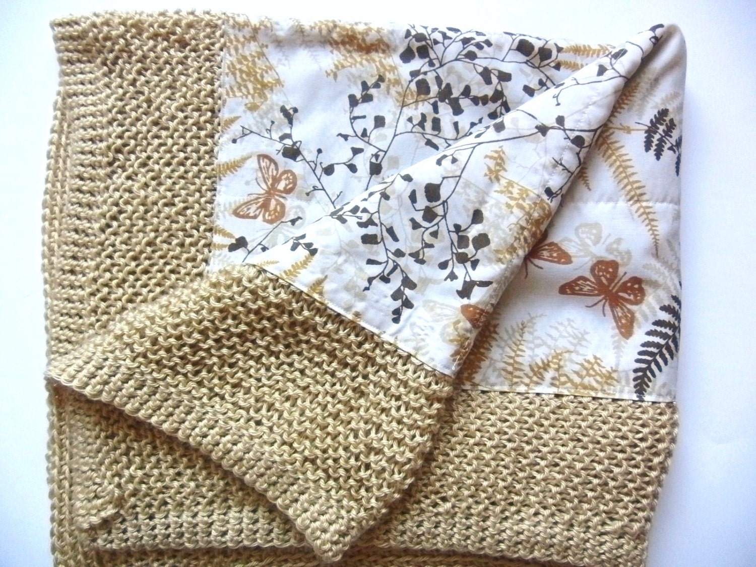 Custom Knit Plus Vintage Sheet Baby Blanket-Nursery-Baby Decor-Baby Shower Gift-Nursery Decor-Crib Bedding