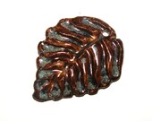 Handmade Ceramic Stoneware Pendant Rustic Leaf Leaves Blue Brown
