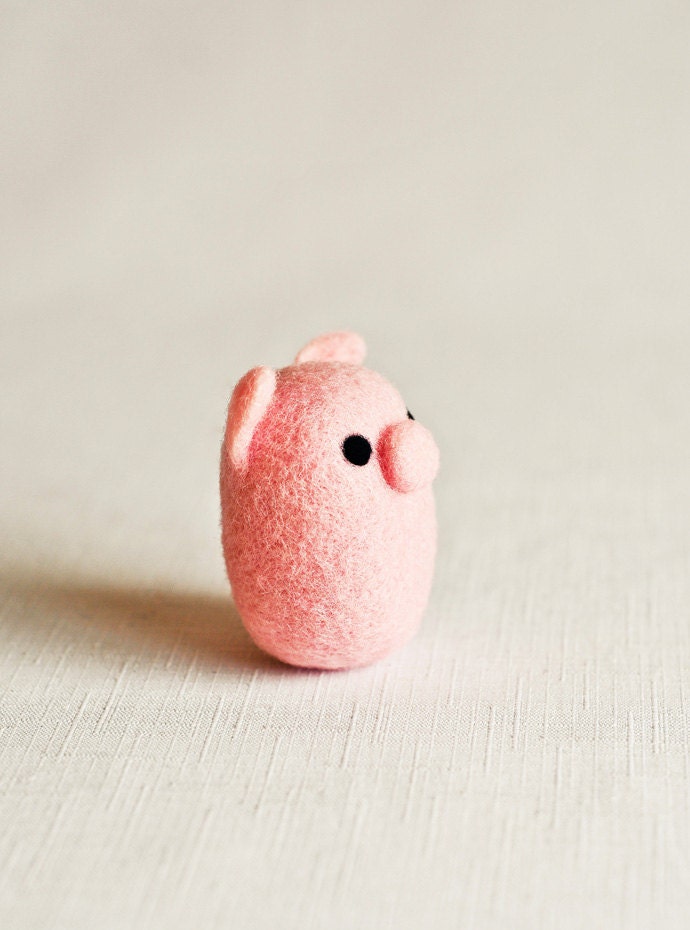 Peggy the Pig - Needle Felted Wooly Animal - Woodland Nature Waldorf Inspired Farm Home Decor Gift Cute Adorable Felt All Natural Wool