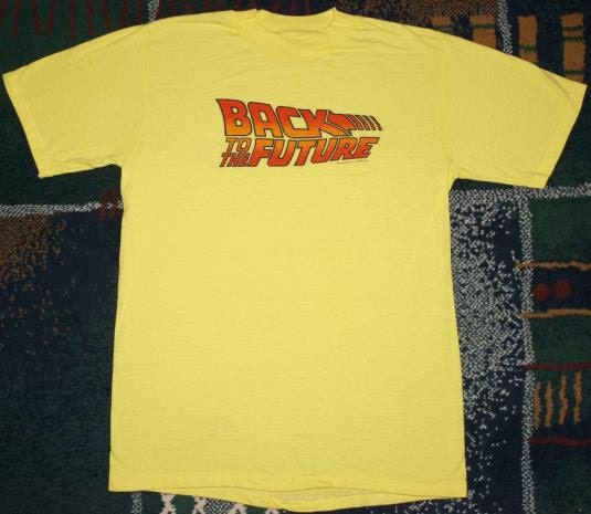 Vintage 1980's Back to The Future Movie T-Shirt Michael J Fox Yellow Tee Shirt 1985 Original