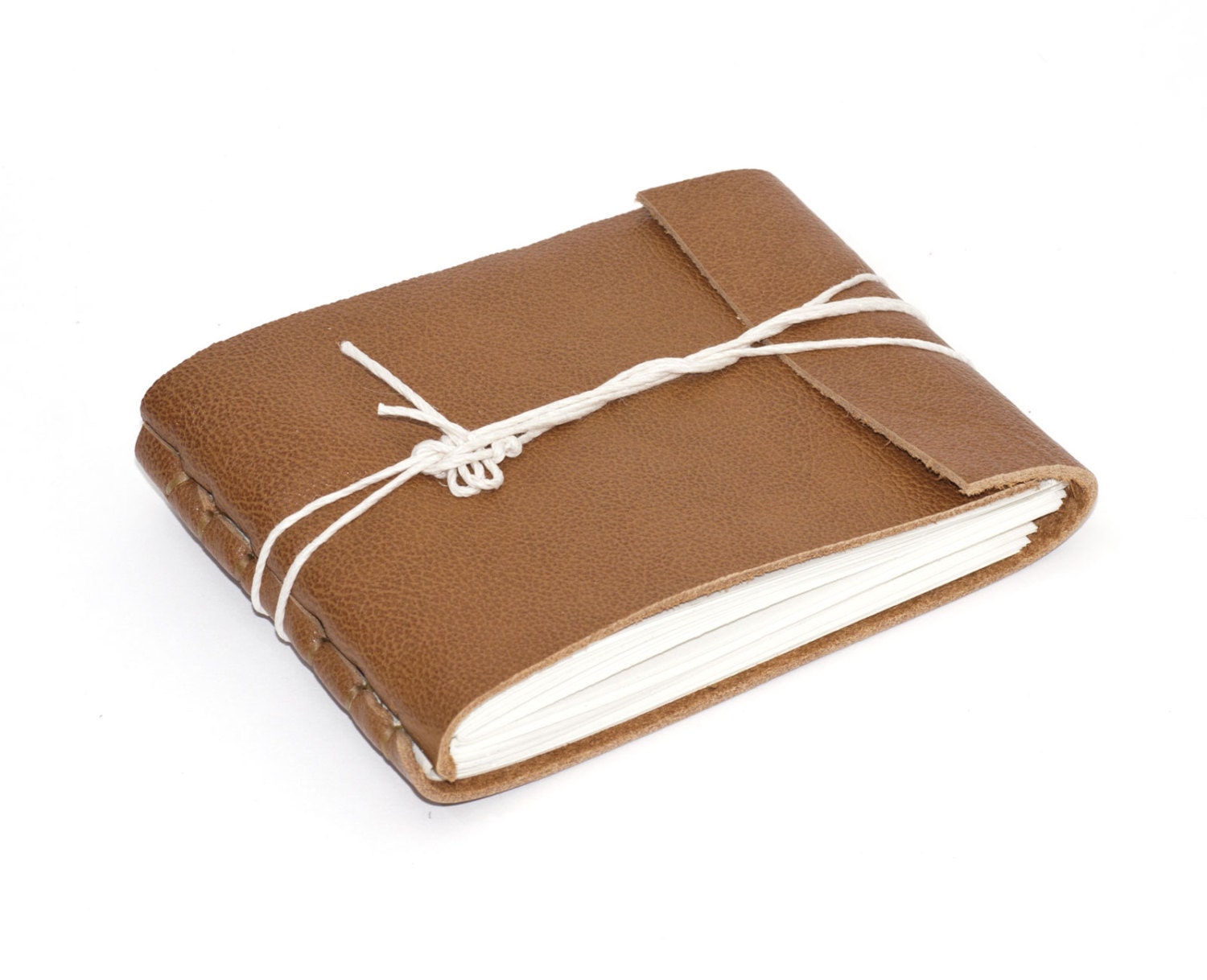 Leather Journal or Leather Sketchbook, Gloss Caramel, Pocket Sized, Handbound Coptic Stitch - 2 3/4" x 3 3/4"