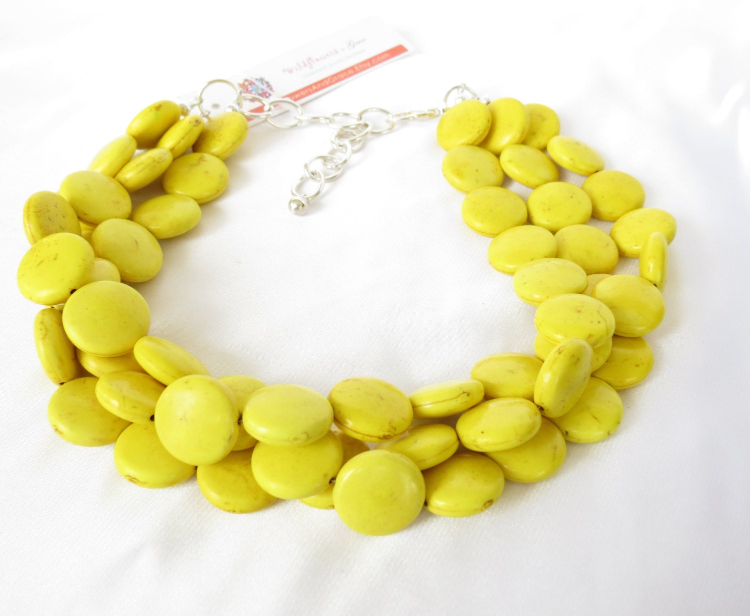 Yellow Turquoise Necklace Yellow Statement NecklaceYellow Bridesmaid