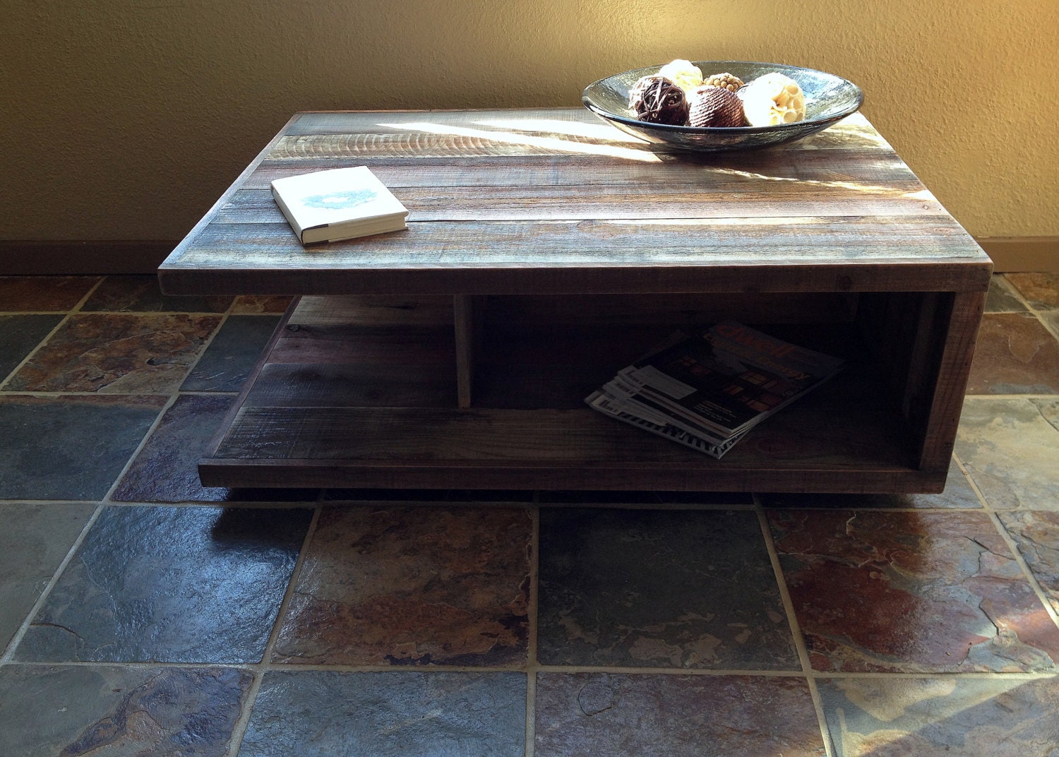 Mid-Century Danish Modern Inspired Contemporary Barn Wood Coffee Table