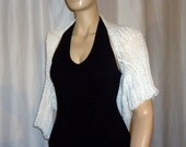 S M L  Crochet and Knit Shrug Bolero Half Sleeve White Bridal Shrug Bolero Jacket Wedding Cardigan .