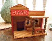 Vintage Wooden Western Toy Playset Building 1960s Gunsmoke Era